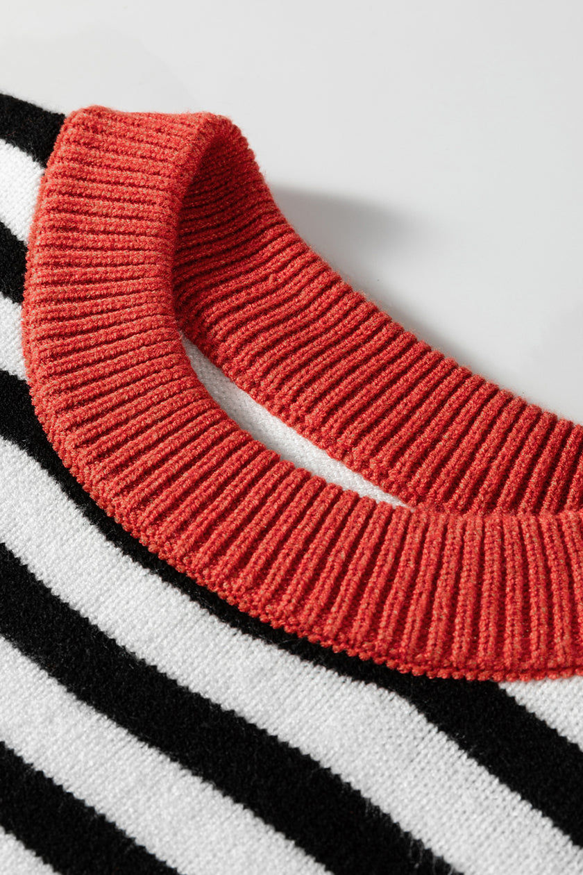 Color black Striped Panels Colorblock Sleeve Chic Sweater