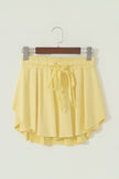 Yellow Cream Drawstring Elastic Waistband Lined Tennis Skorts