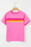 Beau Blue Striped Patch Front Casual Tee