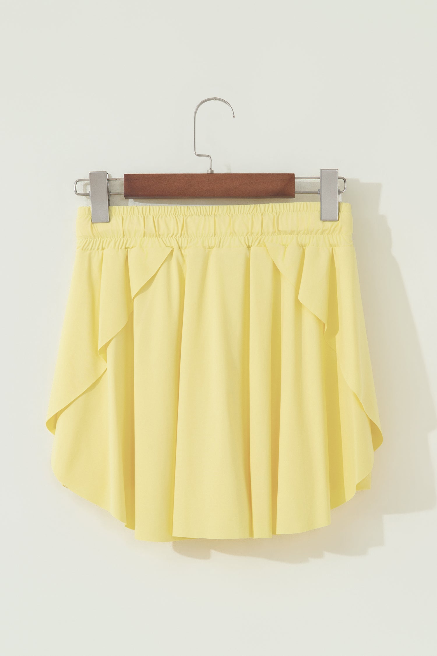 Yellow Cream Drawstring Elastic Waistband Lined Tennis Skorts