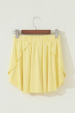 Yellow Cream Drawstring Elastic Waistband Lined Tennis Skorts