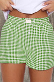 Κόκκινο σορτς με ψηλή μέση και στάμπα Gingham