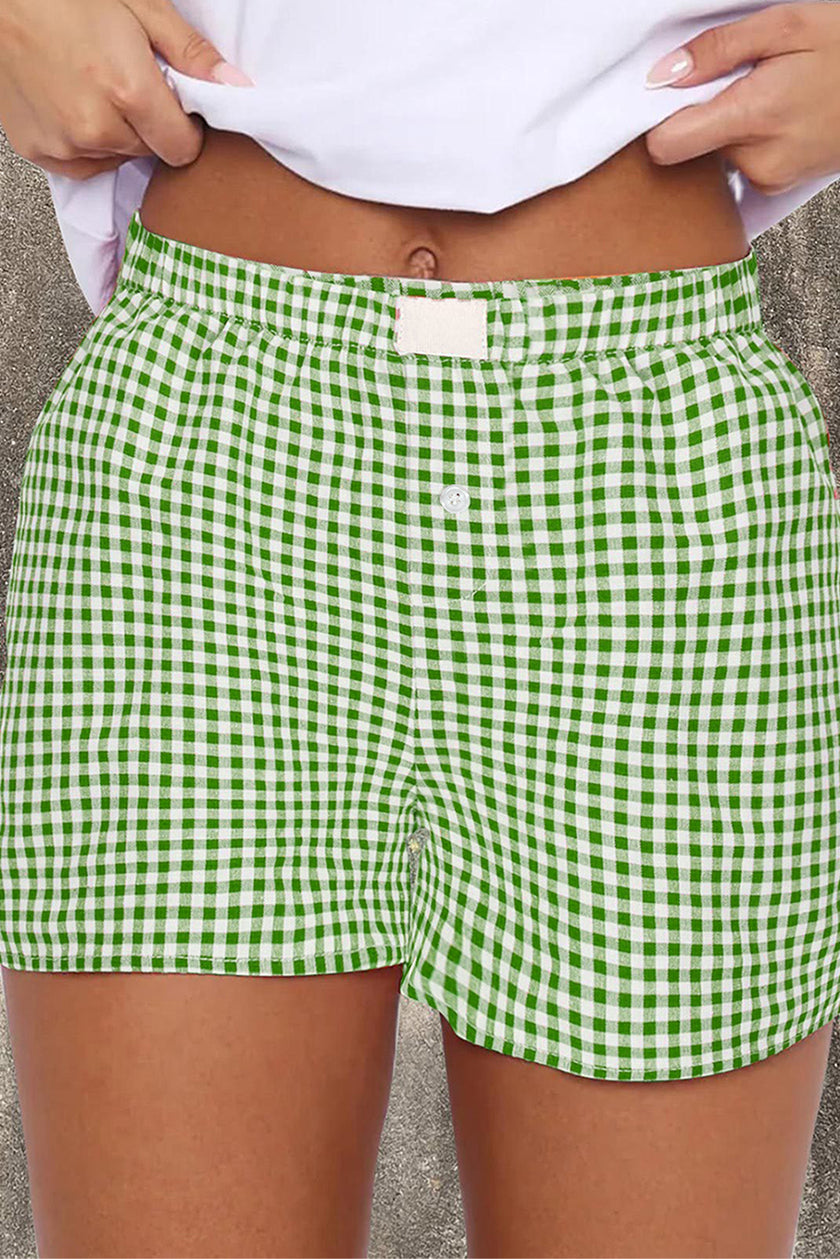 Κόκκινο σορτς με ψηλή μέση και στάμπα Gingham