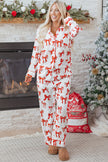 Red Christmas Bow Print Long 2pcs Pajama Set