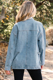 Beau Blue Multi Patched Pockets Side Tie up Boyfriend Style Denim Jacket