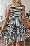 Black Stripe U Neck Sleeveless Loose Fit Mini Dress