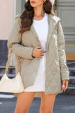 Beige Quilted Snap Button Hooded Coat