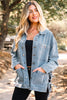 Beau Blue Multi Patched Pockets Side Tie up Boyfriend Style Denim Jacket
