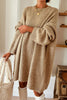 Pale Khaki Exposed Seam Drop Shoulder Oversize Sweater Mini Dress