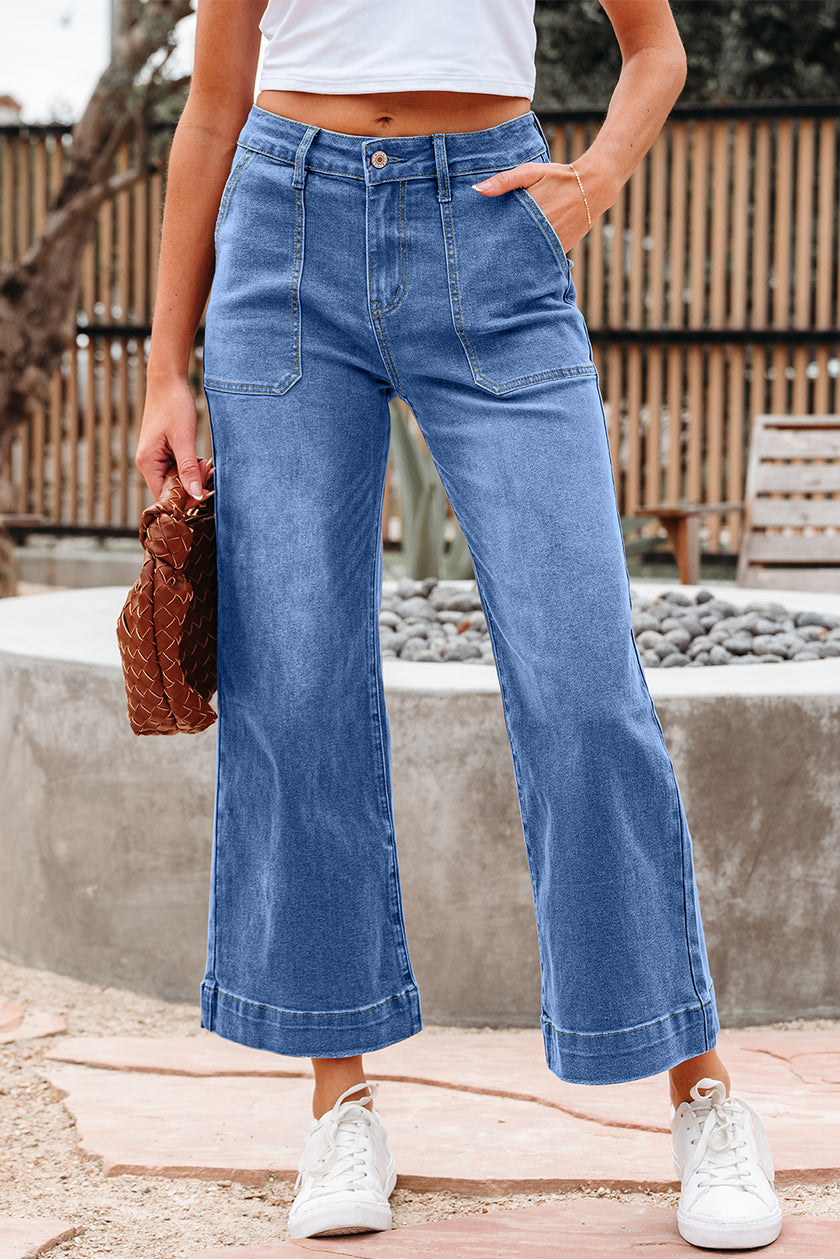 Ashleigh Blue Cropped High Rise Wide Leg Jeans