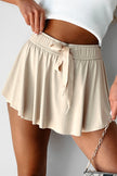 Yellow Cream Drawstring Elastic Waistband Lined Tennis Skorts