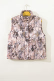 Brown Camo Leaf Print Winter Puffer Vest