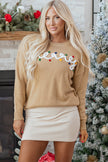 Smoke Gray Merry Colorful Dot Detail Christmas Drop Shoulder Sweater