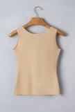 Black Solid Color Wide Strap Splicing Athleisure Tank Top