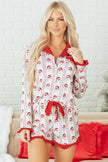 White Santa & Stripes Ruffle PJ Set