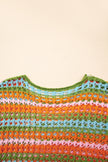 Carrot Striped Hollow Knit Summer Beach Cover Up