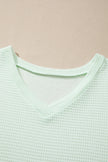 Wisteria V Neck Short Sleeve Plus Size Waffle Knit Top
