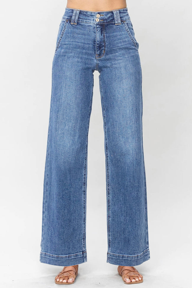 Ashleigh Blue Double Button Zip Fly Straight Leg Jeans