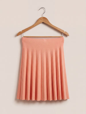 Pleated Mini Skirt in Peach – High-Waisted A-Line