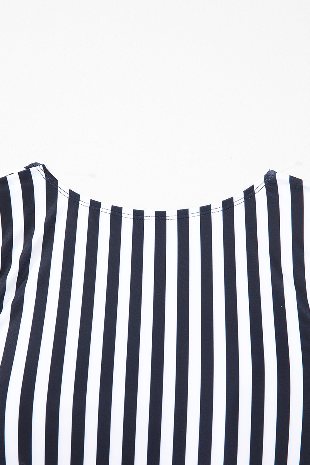Black Stripe Plus Size Knot Cutout Ruffle Sleeve and High Waist Swimsuit Set