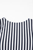 Black Stripe Plus Size Knot Cutout Ruffle Sleeve and High Waist Swimsuit Set