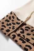 Beige Contrast Leopard Star Patchwork Detail Raw Seam Baggy Sweatshirt