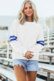 White Varsity Striped Detail Drop Shoulder Oversized Sweatshirt