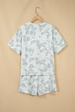 Multicolour Camouflage Print Casual Tee Drawstring Short Set