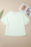Wisteria V Neck Short Sleeve Plus Size Waffle Knit Top