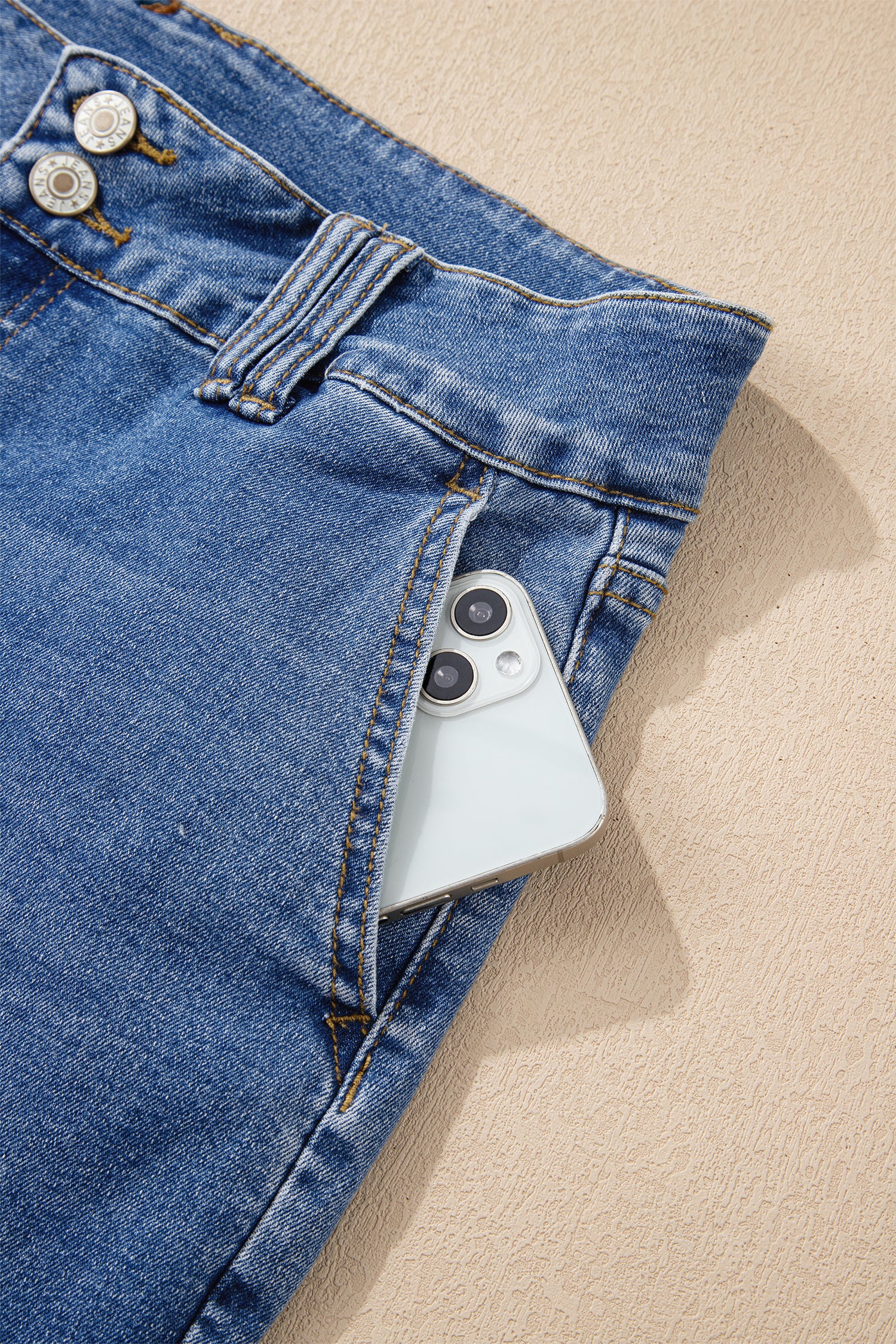 Ashleigh Blue Double Button Zip Fly Straight Leg Jeans