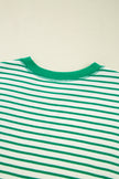 Bright Green Striped Exposed Seam Patchwork Loose Pullover Top