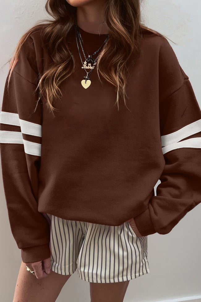 White Varsity Striped Detail Drop Shoulder Oversized Sweatshirt