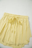 Yellow Cream Drawstring Elastic Waistband Lined Tennis Skorts