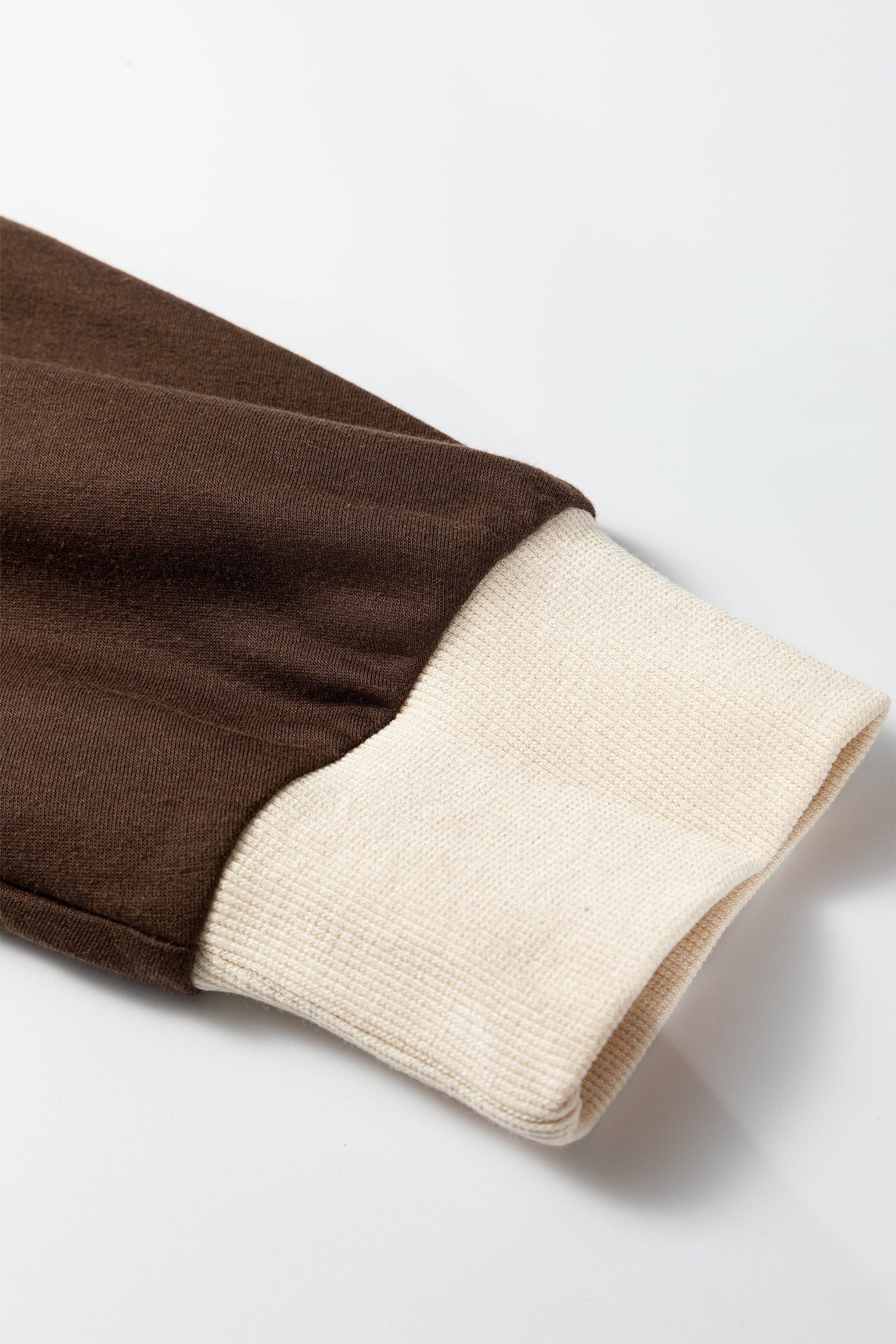 Beige Raw Edge Flower Patch Drop Shoulder Casual Top