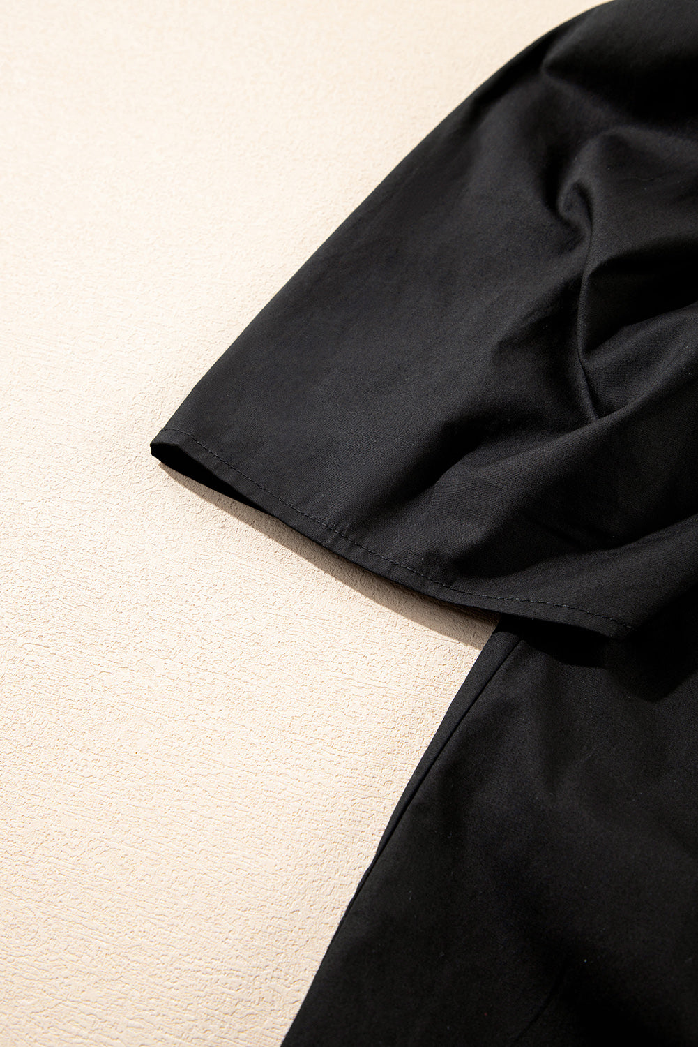 Black Frilly Puff Sleeve Stylish Collared Shirt