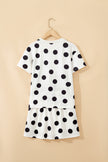 White Polka Dot Short Sleeve Top Casual Skort 2pcs Outfit