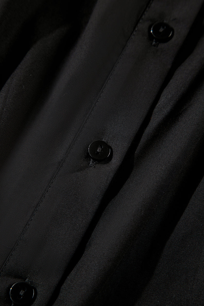 Black Frilly Puff Sleeve Stylish Collared Shirt