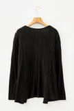 Black Ribbed Open Front Knitted Top with Pockets