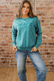 High-rise saved by grace Letter Embroidery Mineral Wash Loose Sweatshirt