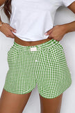 Κόκκινο σορτς με ψηλή μέση και στάμπα Gingham