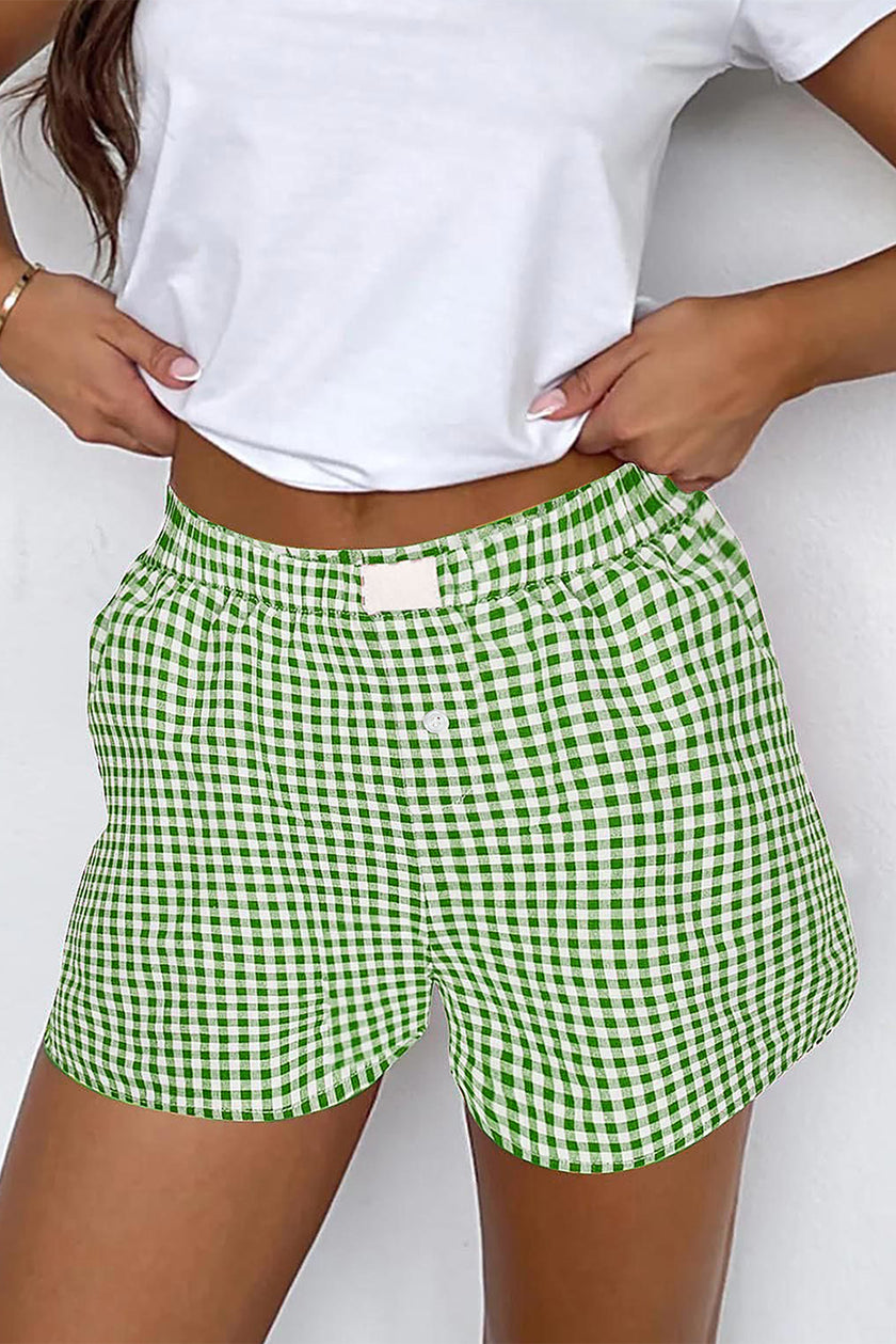 Κόκκινο σορτς με ψηλή μέση και στάμπα Gingham