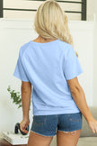 Beau Blue Striped Patch Front Casual Tee
