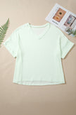 Wisteria V Neck Short Sleeve Plus Size Waffle Knit Top