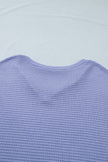 Wisteria V Neck Short Sleeve Plus Size Waffle Knit Top