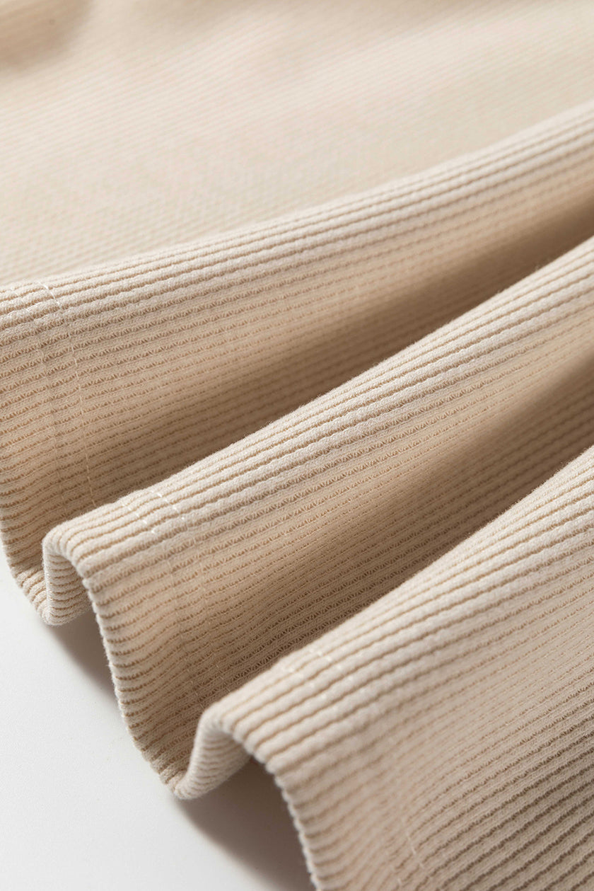 Σκούρο χακί λεοπάρ φούτερ με κουκούλα και ψηλόμεσο παντελόνι από κοτλέ κοστούμι