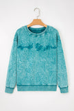 High-rise saved by grace Letter Embroidery Mineral Wash Loose Sweatshirt