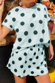 White Polka Dot Short Sleeve Top Casual Skort 2pcs Outfit
