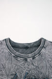 High-rise saved by grace Letter Embroidery Mineral Wash Loose Sweatshirt