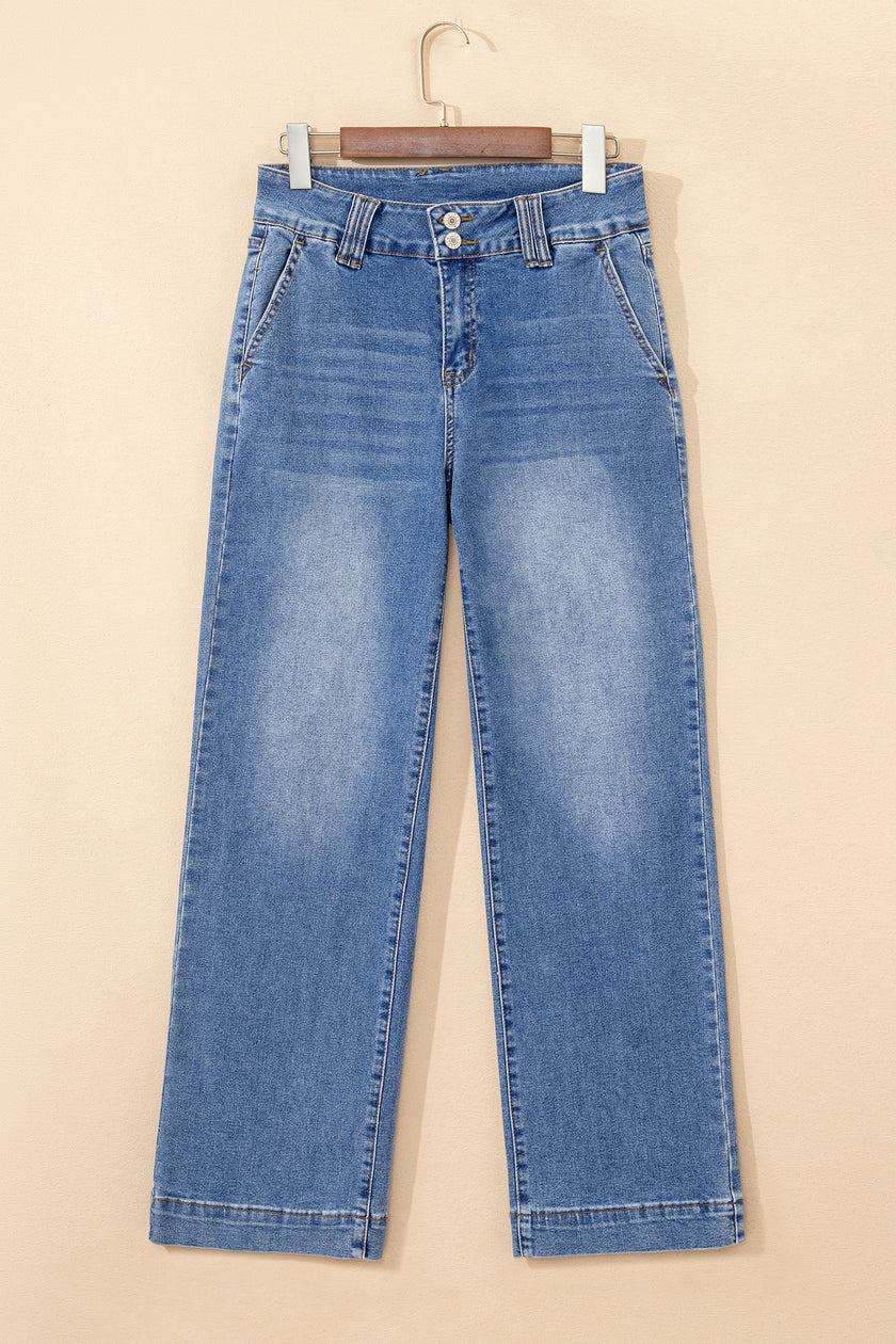 Ashleigh Blue Double Button Zip Fly Straight Leg Jeans