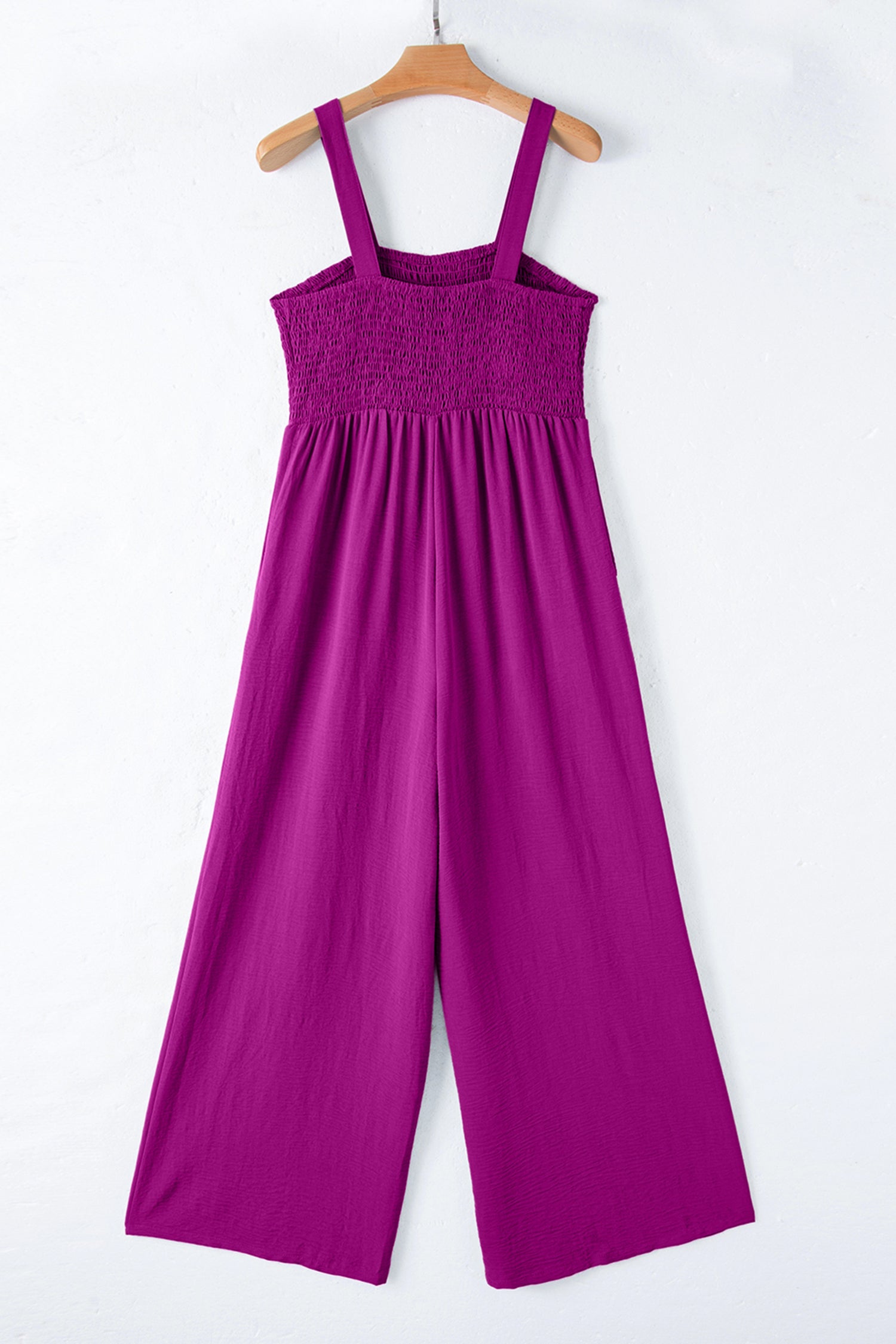 Peacock Blue Smocked Square Neck Sleeveless Jumpsuit with Pockets